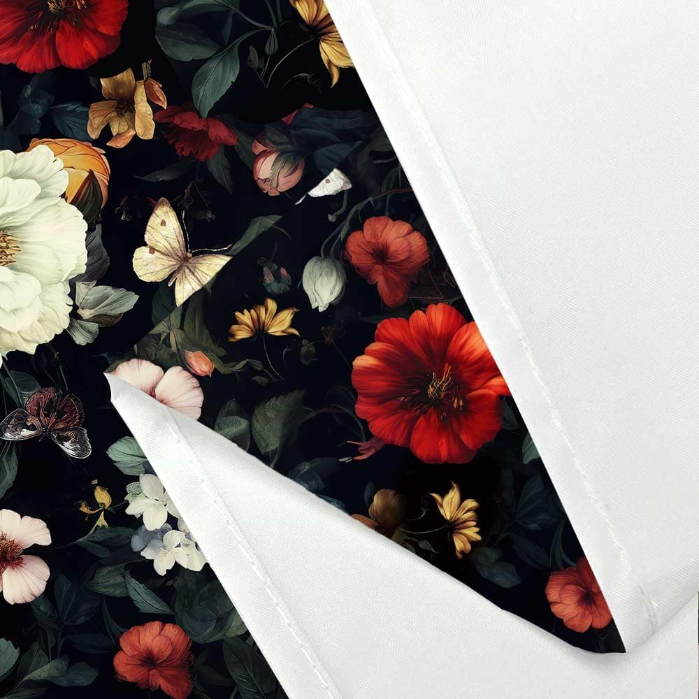 Dark Floral Garden Tapestry, Vintage Red White Rose Print Large Wall Hanging for Bedroom Living Room Aesthetic Home Decor