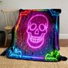 Neon Skull and Bats Design print blanket soft and cozy perfect for the living room bed sofa or a nap,gift