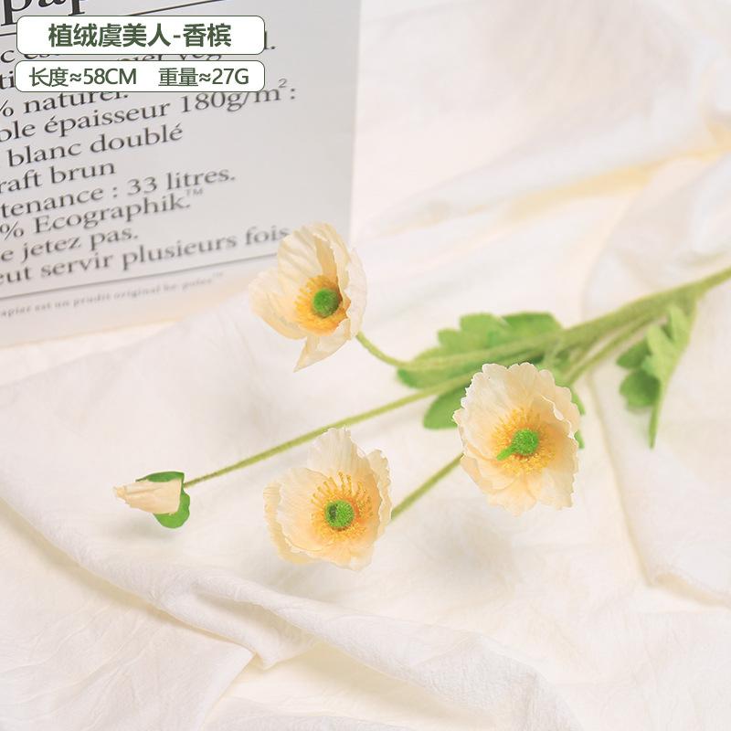 Yumei Simulation Flower, Velvet Poppy Flower Wedding Decoration Home Decoration Simulation Silk Flower Fake Flow