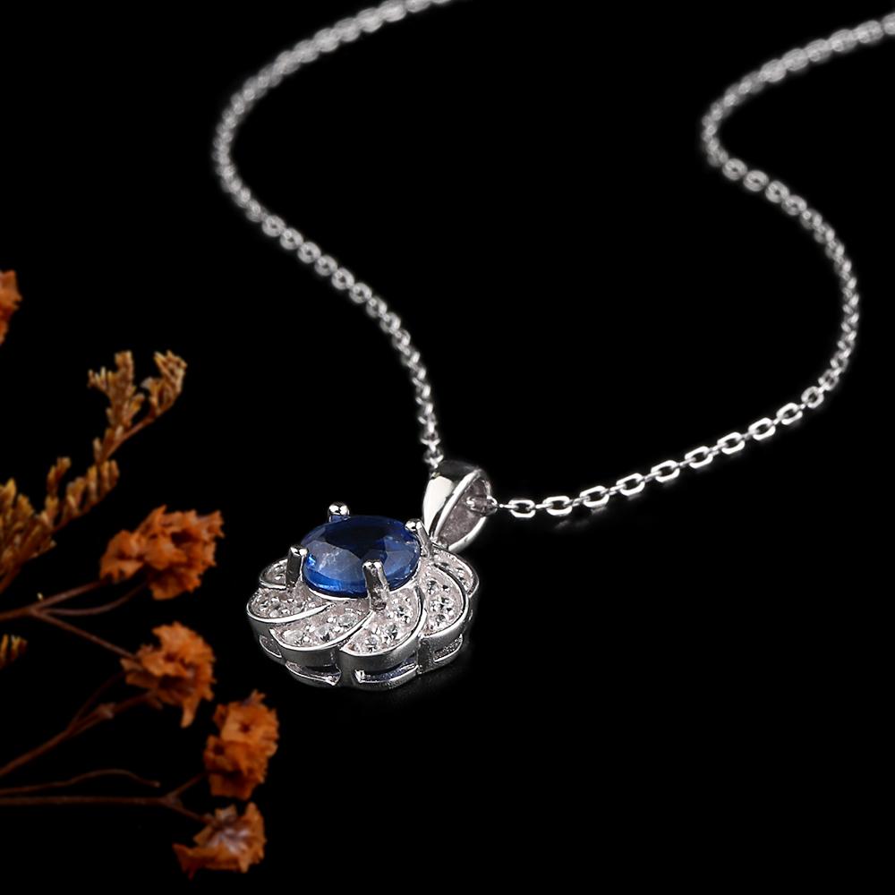 Návrh ve tvaru květu prsten náušnice přívěsek náhrdelník přírodní kyanit 925 Sterlingové stříbro jemná šperková sada pro ženy Dárky k narozeninám