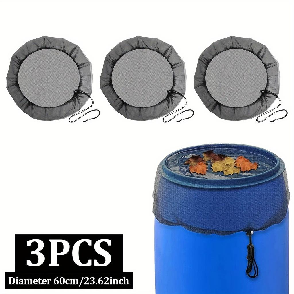 Adjustable Mesh Rain Barrel Filter Cover, Drawstring Blocks Leaves & Debris, for Outdoor Water Tanks & Garden Collection Barrels