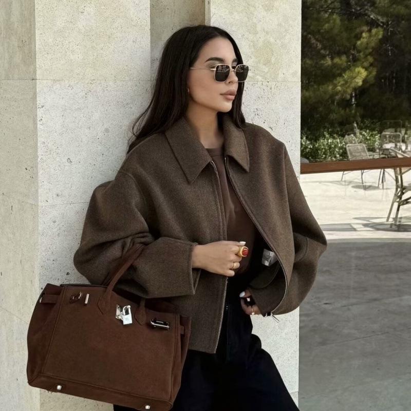 European & American Women's Retro Color Lapel Short Jacket