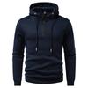Men's Half Zipper Hooded Hoodies Solid Korean Sweatshirts Man Fashion Streetwear Hooded Sweatshirt Slanted Pocket Casual Hoodie