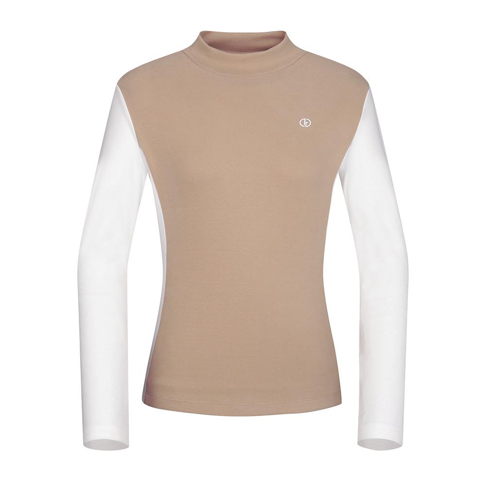 DENNIS GOLF Women'S Rib Block Mock Neck Long Sleeve T-Shirt_Naqflts054
