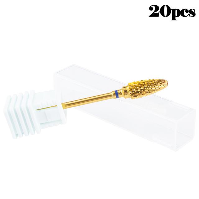 20ks wolframový vrták na nehty Manikúrní vrták pro strojní odstranění gelu na lak Frézka Frézka Frézka na nehty Příslušenství na pilníky na nehty Buffer