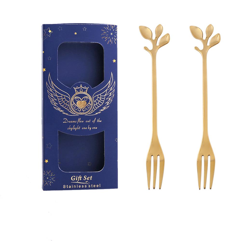 HANYANG Cutlery Set Small Spoon Gift Set Cherry Blossom Spoon Gift Set Rose Leaf Spoon Fruit Fork Gift Set