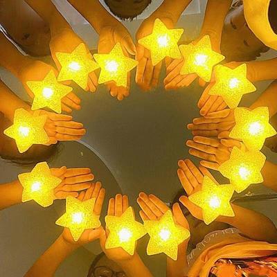 אור LED ידני בצורת כוכב, מנורת לילה חמודה מאקריל בצורת כוכב, רצועה נגד החלקה, מנורה להופעת ריקוד, אביזר צילום לבמה