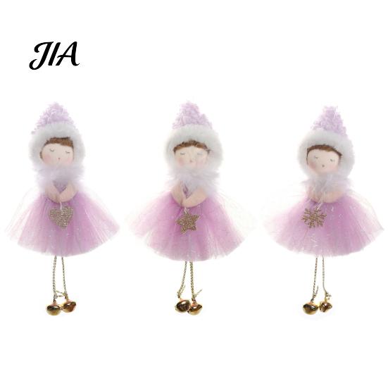 Christmas Tree Ornaments Angel Hanging Ornaments, Decorative Tulle Dress Doll Pendant Cream Aesthetic Home Accents with Bell for Xmas Wedding