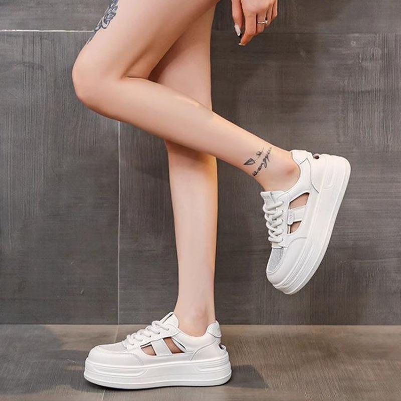 Fashion Womens Sandals 2025 Summer New Outer Wear Hollow Sports Little White Shoes Fashion Versatile Breathable Mesh Womens Shoes