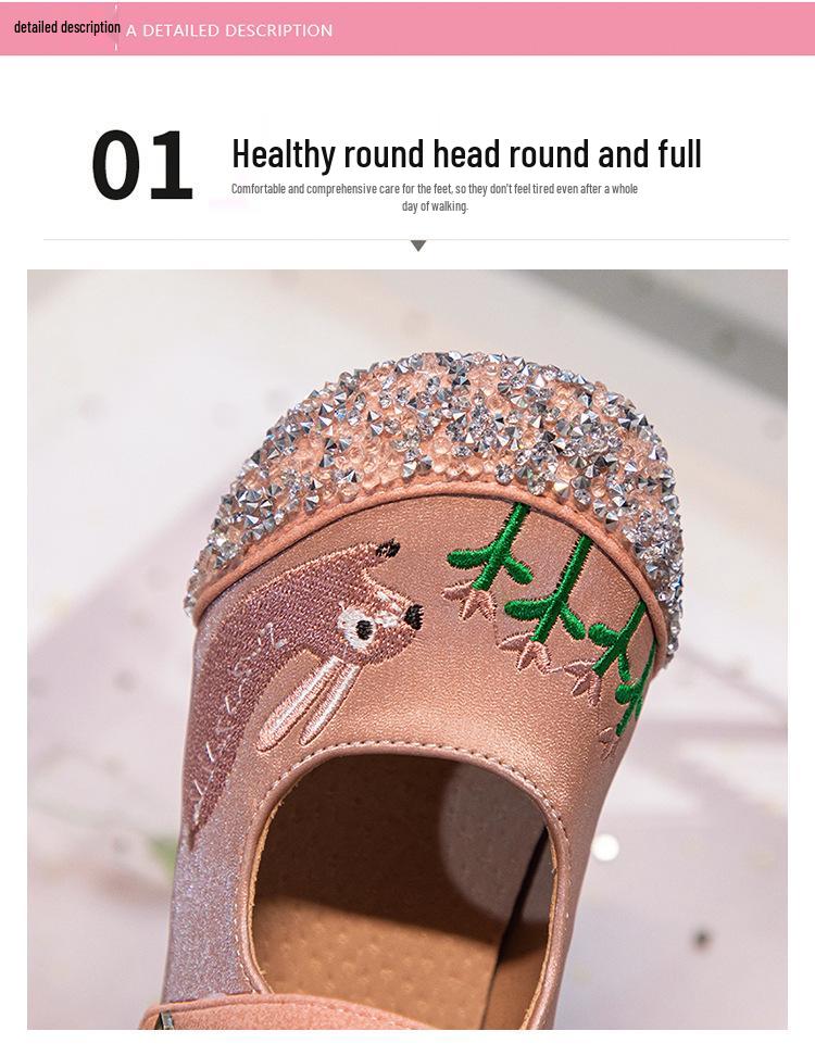 2024 Embroidered Bunny Girl's Leather Loafers - Spring & Autumn Low-Cut Princess Shoes