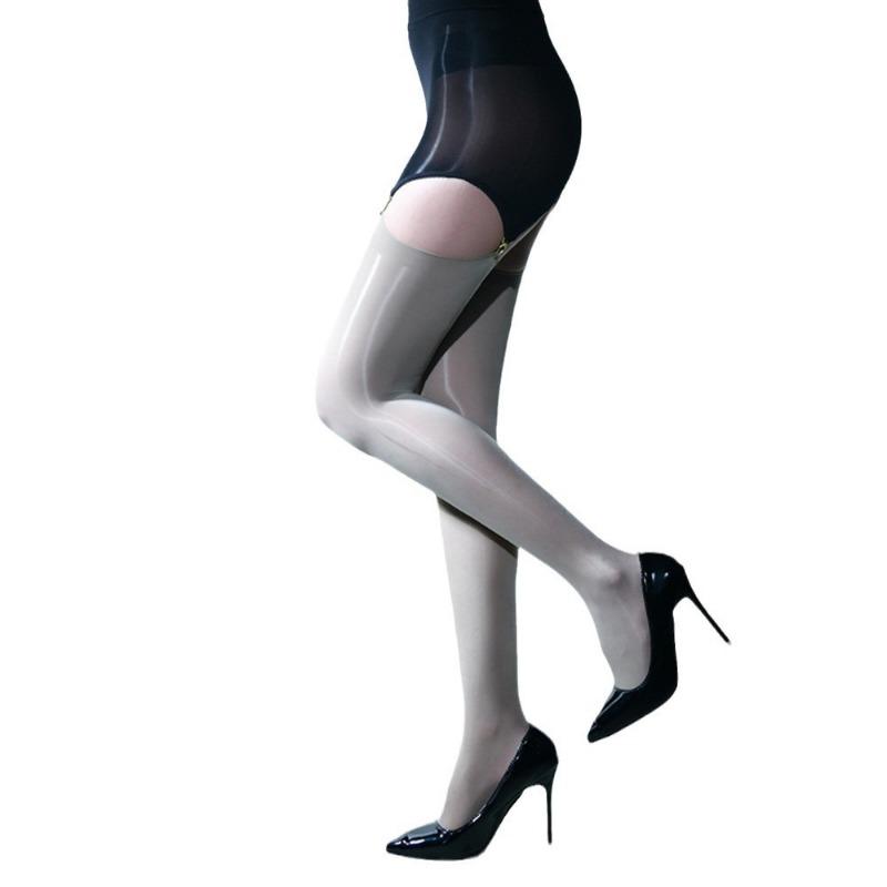 Sous-vêtements sexuels, bas jarretières ultra-fins huileux, bas huileux, bas amovibles enveloppant les hanches, huile de cheval noir