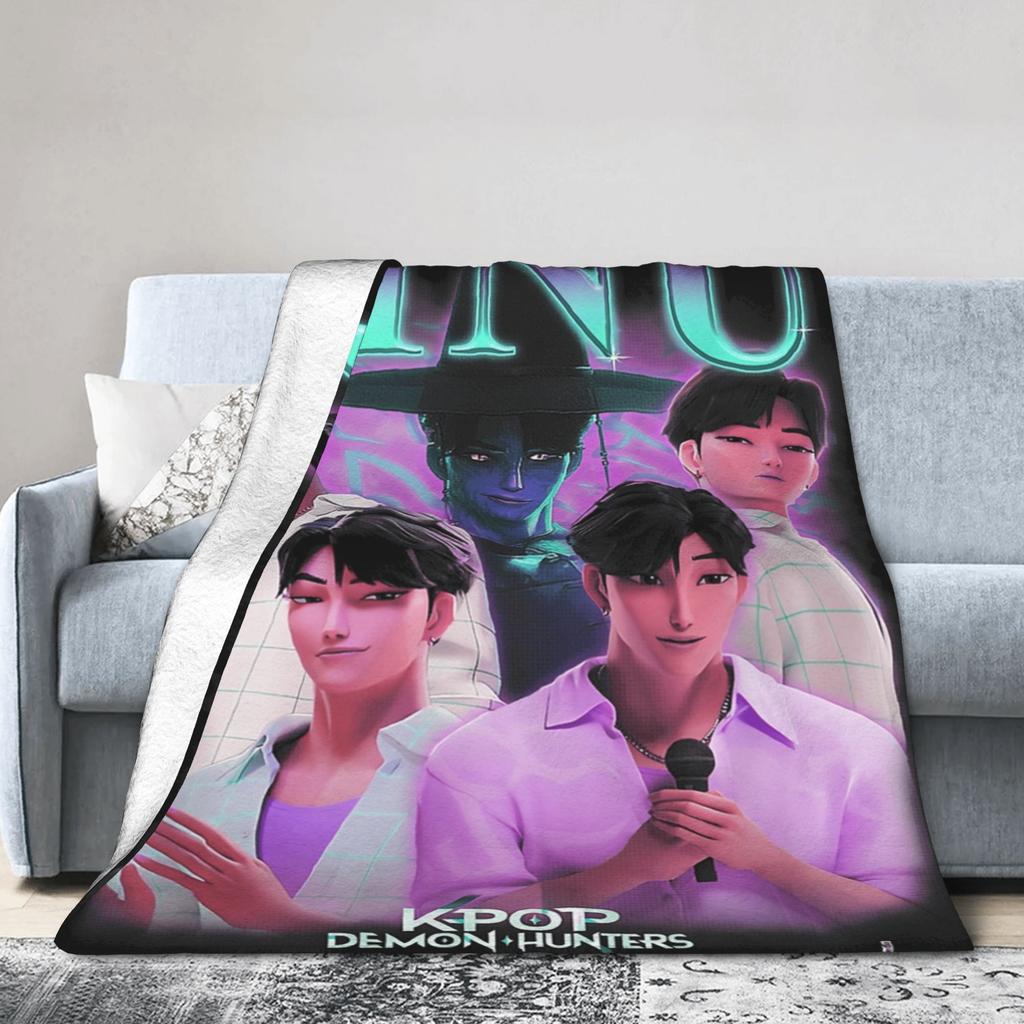 Jinu Huntrix Saja Boys K-Pop Demon Hunters Blanket Autumn Soft Throw Blanket for Girl Living Room Print Bedspread Sofa Bed Cover