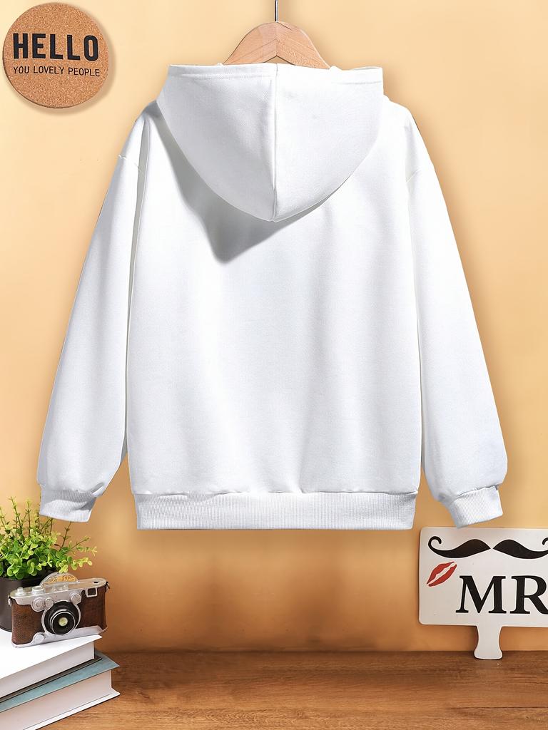 Boys'"Youngsters of God" Hoodie Pullover with Fun Alphabet Design, Casual Regular-Fit Knit Fabric for Daily Wear, Sweater Hoodie