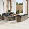11-piece Garden Sofa Set with Grey Poly Rattan Cushions, 2-seater Garden Sofa with Grey Cushions 3362638