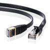 Sanwa Supply LAN Cable CAT7 (3m) Flat Anti-Break RJ45 Connector 10Gbps/600MHz Gigabit Ethernet Cable Black KB-FLU7-03BK