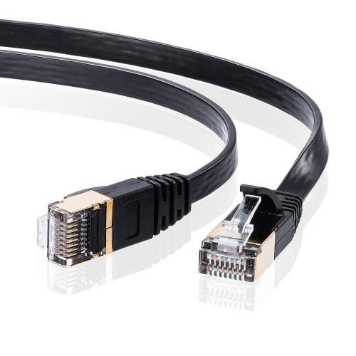 SANWA SUPPLY LAN Cable CAT7 (3m) Flat Anti-Break RJ45 Connector 10Gbps/600MHz Gigabit Ethernet Cable Black KB-FLU7-03BK