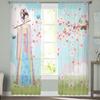 Woman Hanfu Flute Flowers Modern Printed Tulle Curtains for Bedroom Balcony Window Decor Creative Fashion Home Sheer Curtain
