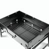 Grote opvouwbare draagbare zwarte BBQ-barbecuegrill buiten houtskoolreispicknick