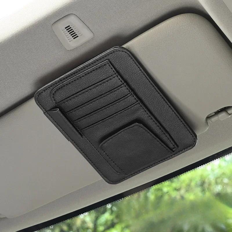 Car Sun Visor Organizer Multi-Pocket Auto Interior Accessories Pocket Organizer Car Document Storage Pouch Glasses Holder