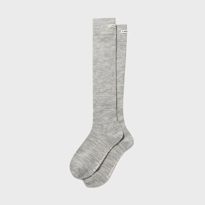 Clover Heart Knee Socks Gray