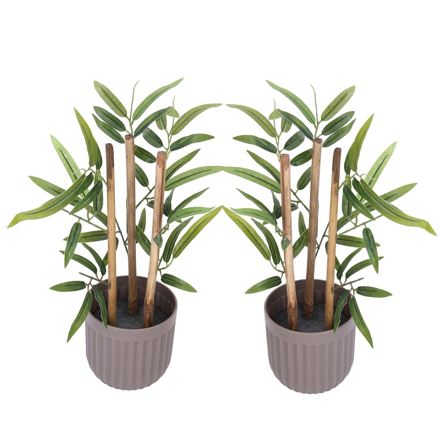 

Реалистично выглядящий набор из 2 искусственных мини-бамбуковых растений, 29x10 см, для декора дома/офиса, зелень в коричневом пластиковом горшке