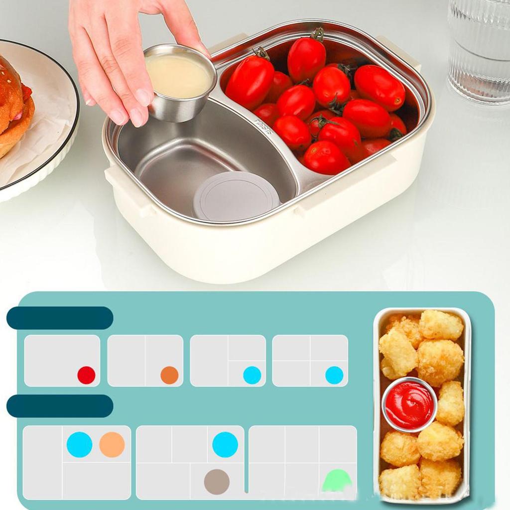 6 Pcs Stainless Steel Dipping Sauce Cups Condiment Dishes Sauce Cups Food Containers Reusable Silicone Lids Leakproof for Home