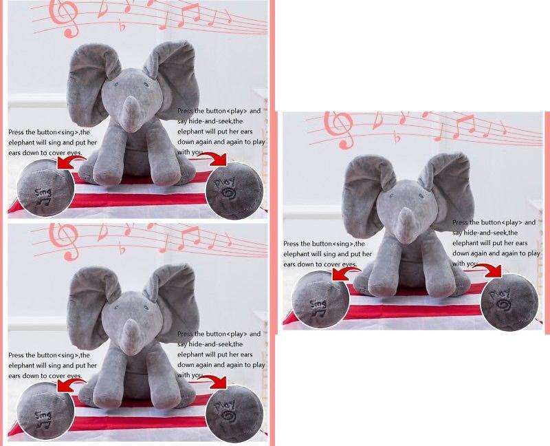 Elephant Hide And Seek Singing Plush Toy With Pp Cotton Filling For Kids Playtime