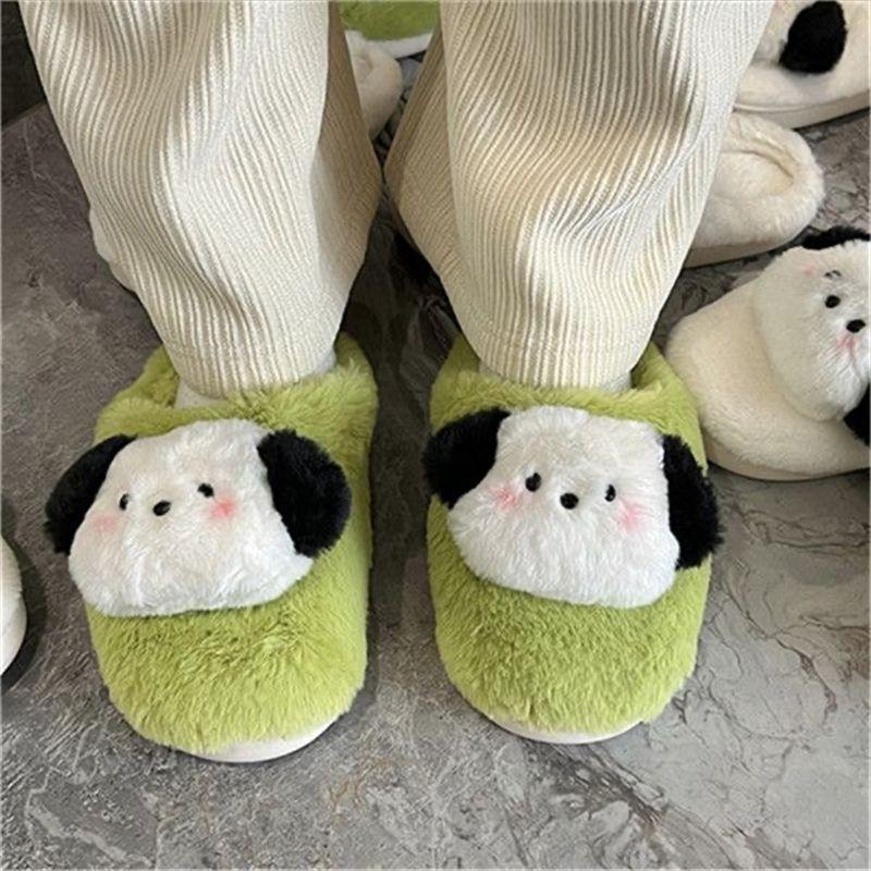 Pacha Dog New Plush Cotton Slippers Thick Bottom Non-slip Couple Home Cotton Drag Cute Men's and Women's Cotton Slippers