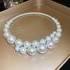 Diamond-encrusted Flower Geometric Pearl Necklace Temperament Light Luxury Sweater Chain French Retro Necklace Autumn and Winter