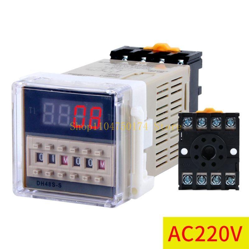DC12V/24V/AC220V/380V Repeat Cycle DPDT for Time with Base DH48S-S Programmable Digital Display for Time 8 T Top Sale