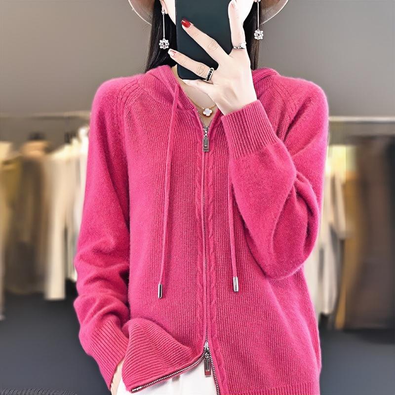 

Женский кардиган Qinghe Cashmere из 30% кашемира - Мягкий и теплый свитер из шерстяной смеси XL вишня