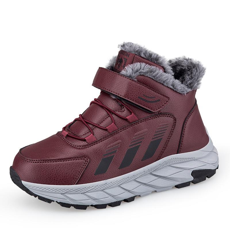 Winter high-top cotton shoes men's shoes fleece thickened walking shoes leather upper elderly shoes warm snow boots women