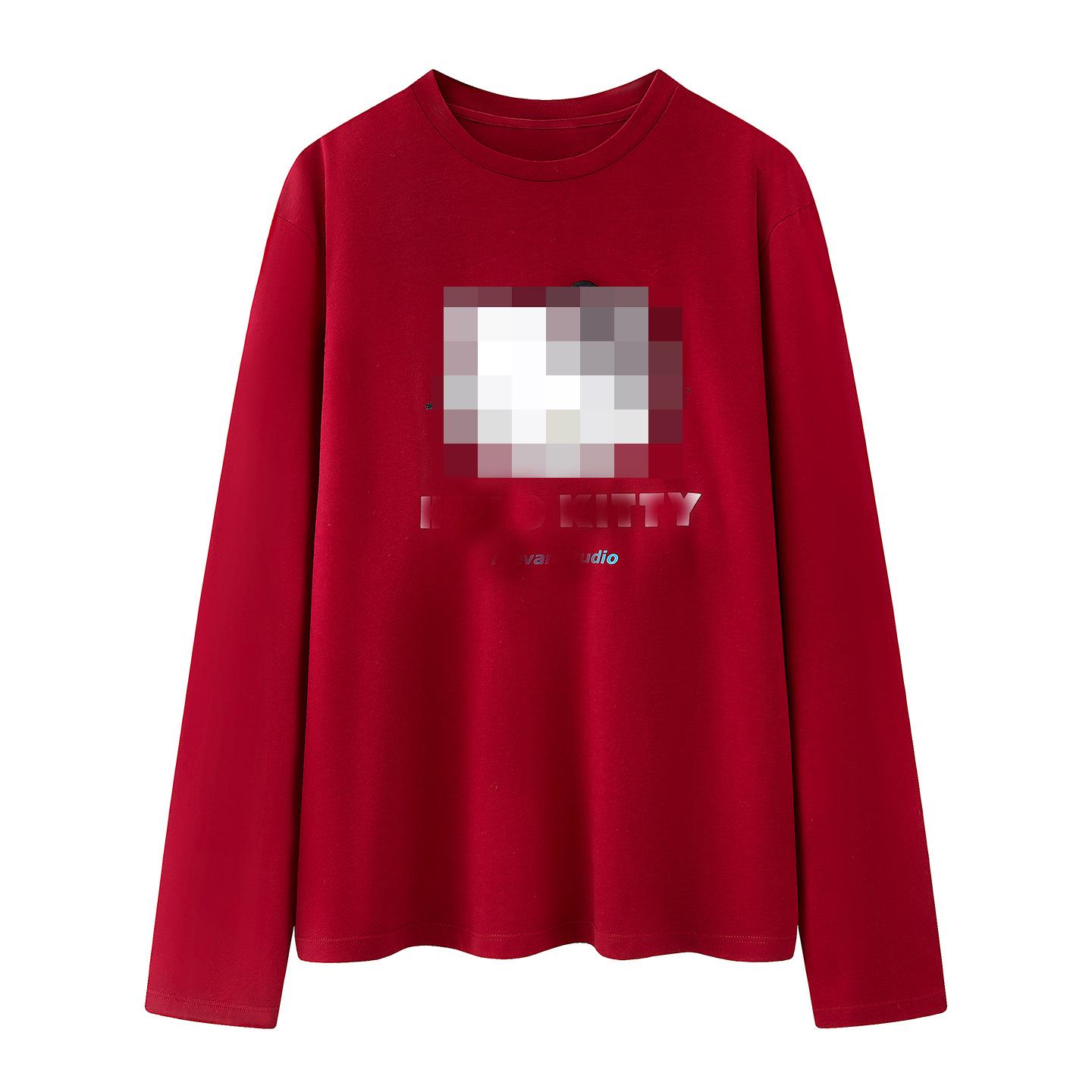 

Women s Cartoon Print Loose Round Neck Long Sleeve T-shirt - Spring 2026 Arrival Small червоний