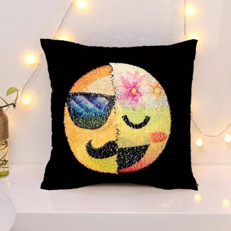Colorful Double-sided Emoji Mermaid Sequin Pillowcase For Cozy Home Decor