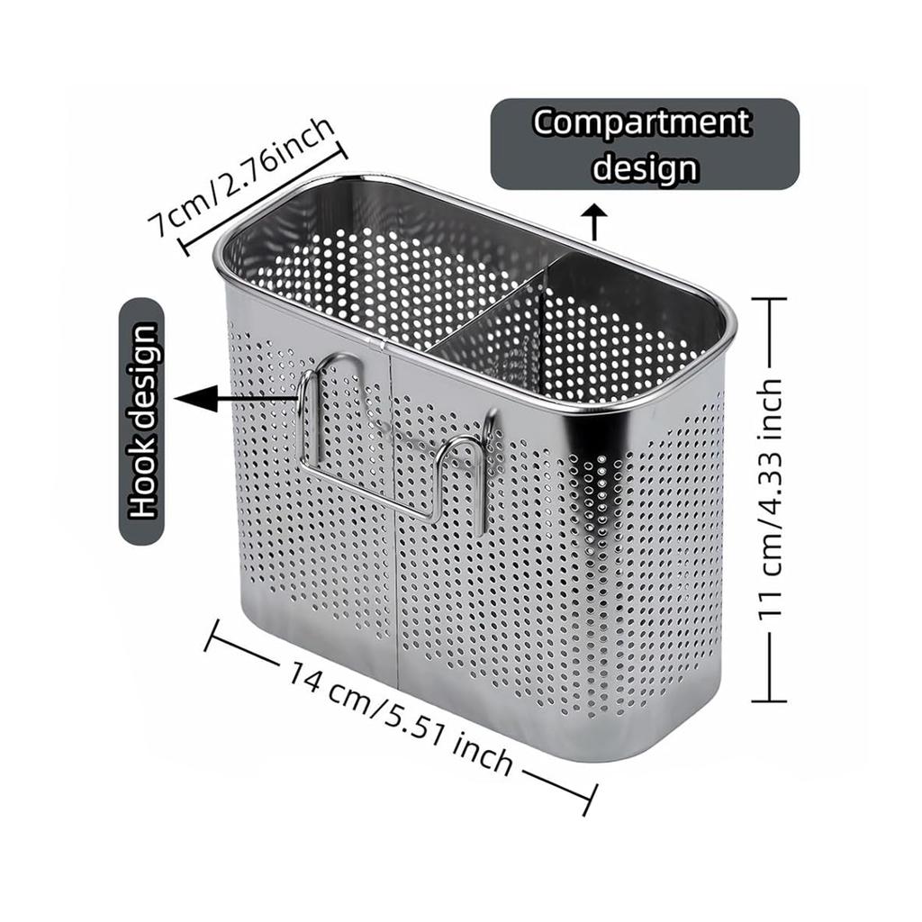 Stainless Steel Chopstick Holder With Drainage Anti-Mold Wall-Mounted Kitchen Storage Box