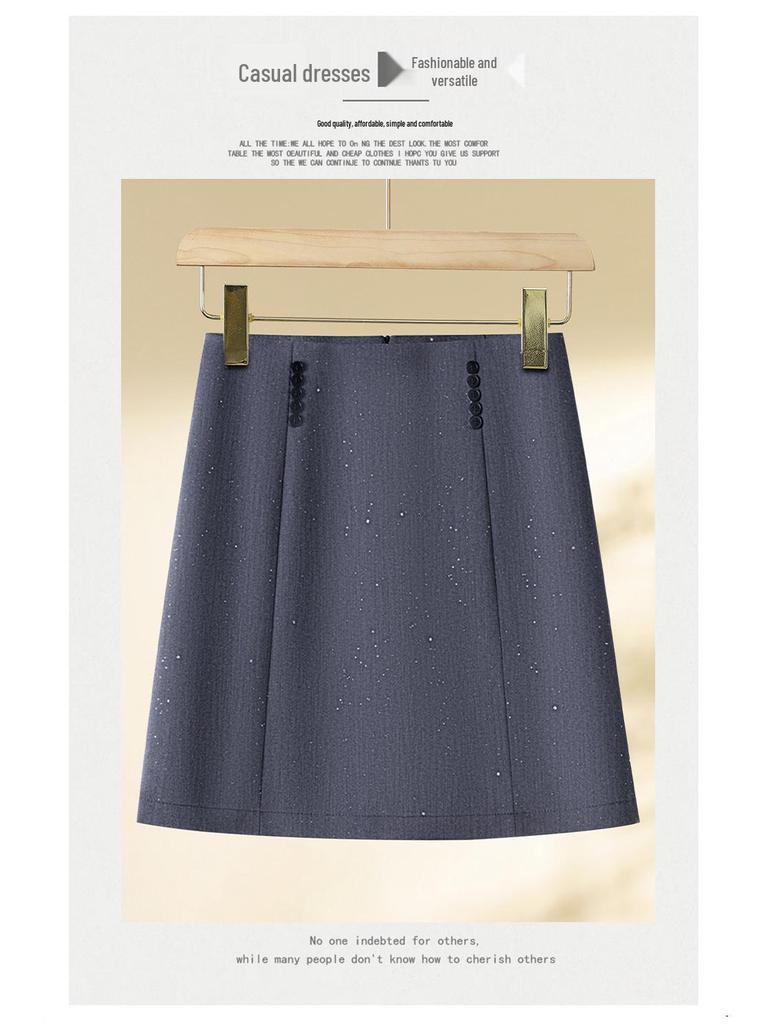 Women's Gray Sequin High-Waisted Mini A-Line Skirt - Spring/Autumn 2025