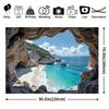 Seaside Cave View Backdrop Natural Rock Cave Coastal Scenery Photography Background Cloth for Wedding & Vacation Theme