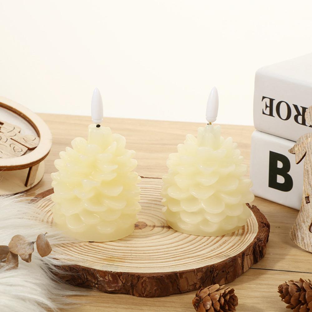Warm Color Light LED Candles Flameless Electronic Candle Pine Cone Candle Light  Daily Night Use