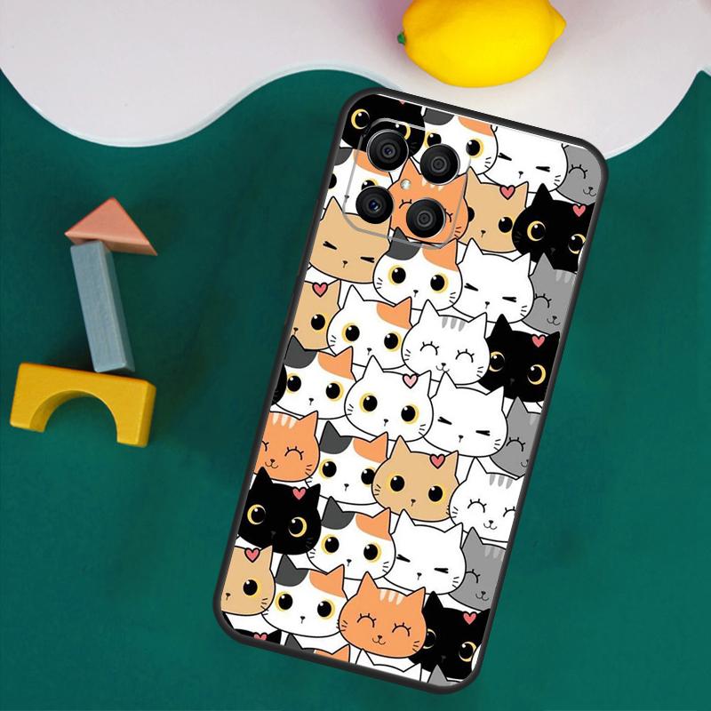 Cute Cat Pattern Kitten Case For Honor 200 Pro 50 70 90 X9a X8a X8 X9 X8b X9c X9b Honor Magic 7 Lite 5 6 Pro Cover