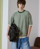 DRAW FIT Striped Texture Line Half Knit [Green]