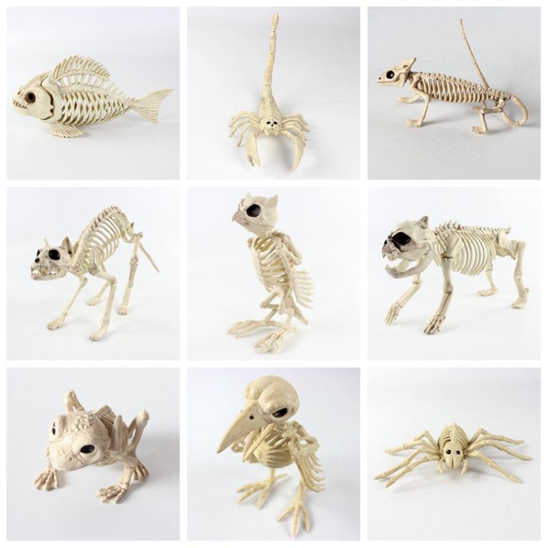 Halloween Skeleton Animal Set: Bat, Spider, Scorpion, Mouse, Snake, Toad & Haunted House Props
