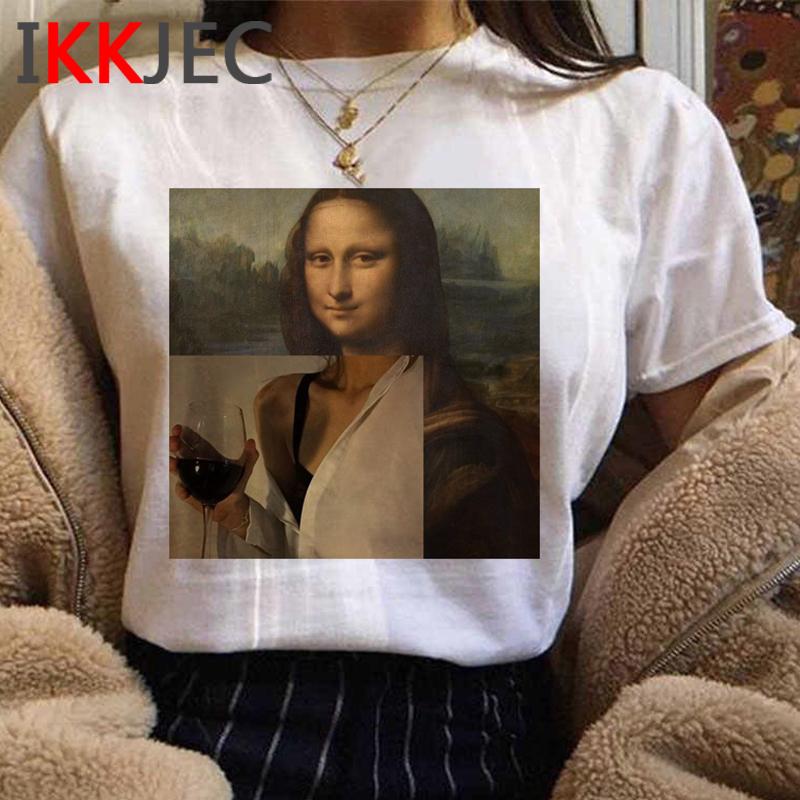 Vintage Aesthetic Mona Lisa Tshirt For Unisex Funny Cartoon Design Harajuku Graphic Fashion Ladies Streetwear Top