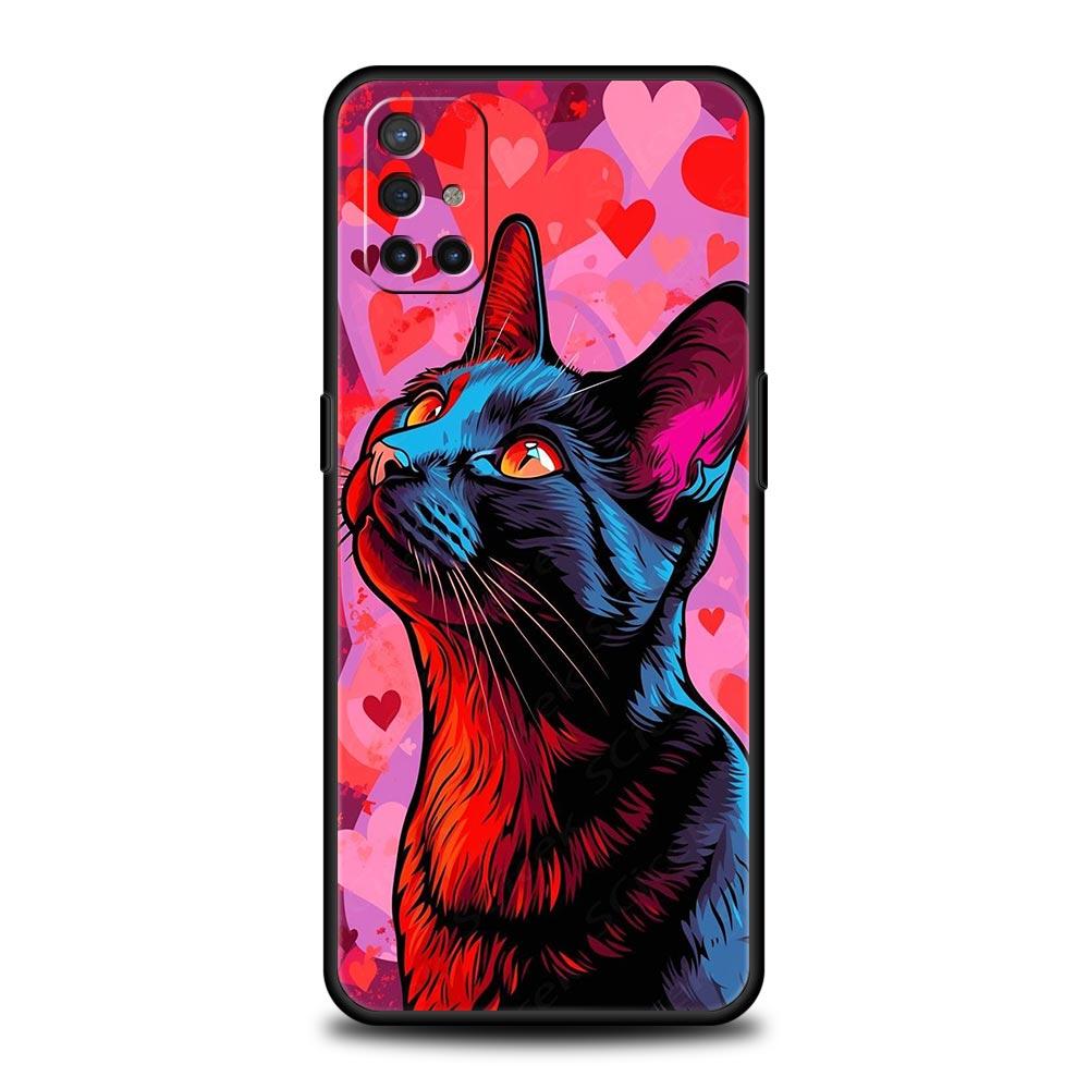 Cute Cartoon Cat Phone Case For OnePlus 13 12 11 10 9 8 7T Pro 13R 12R 10R 9RT 8T Nord N200 N30 2T CE 2 3 5G Lite Soft Cover