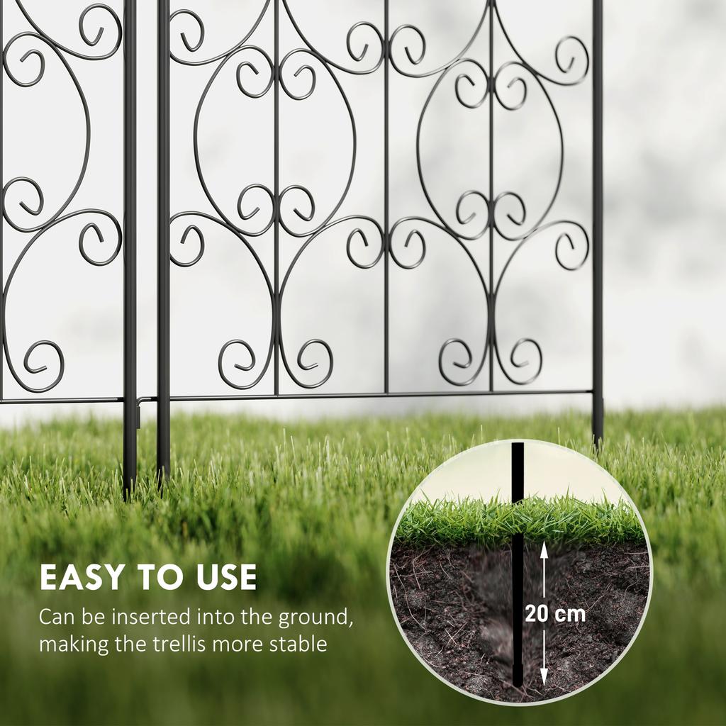 Set of 2 Metal Garden Trellis, Decorative Trellis Panels for Climbing Outdoor Plants, Vegetables, Vines, Flowers, 150 x 50 cm, Scrollwork Design