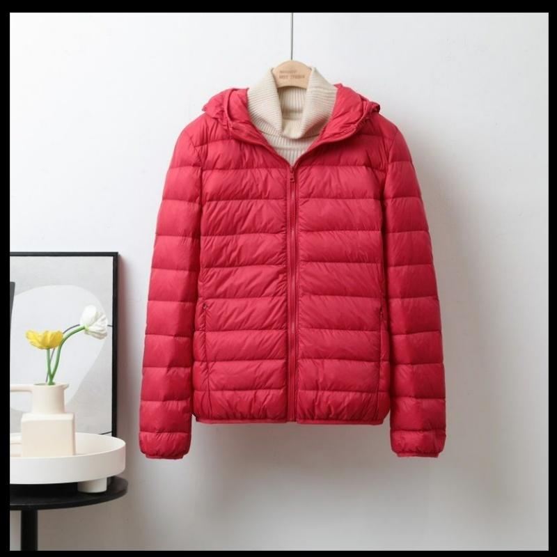 Winter Lightweight Down Jacket Women's Short Hooded Lightweight Thin White Duck Down Plus Size Jacket
