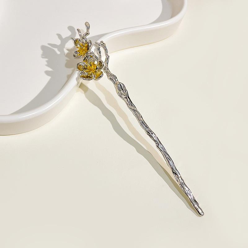National Tide New Chinese Hairpin Liquid Metal Butterfly Hairpin Crescent Set Diamonds Vintage Bamboo Joints Tassel Hairpin Coiffure Hairpin