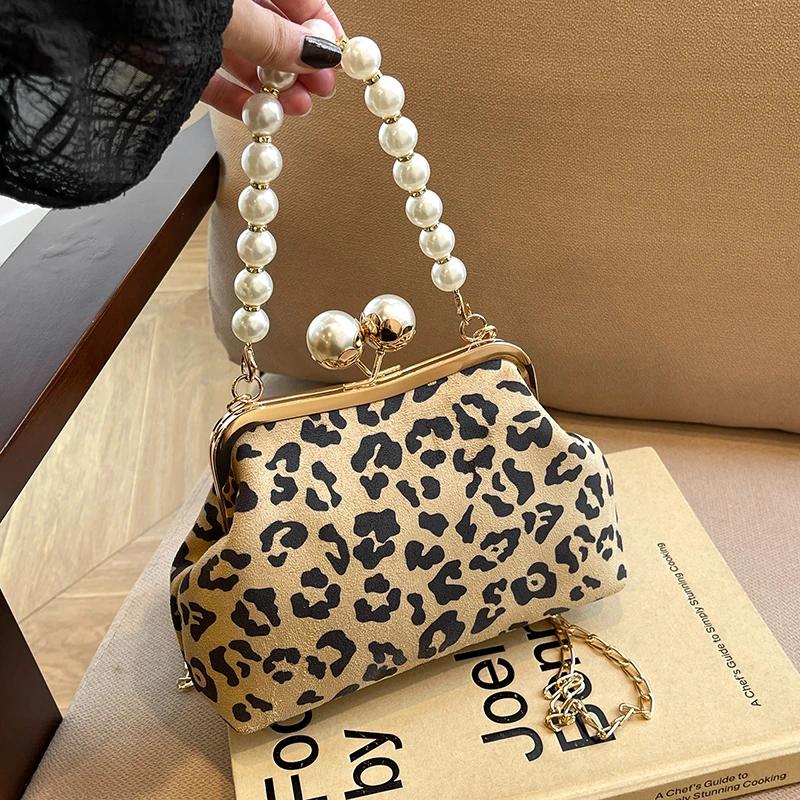 Moda Pérola Bolsas Femininas Luxo Francês Leopardo Estampa Designer Bolsas de Ombro Mulheres Alta Qualidade Cossbody Bolsas para Mulheres