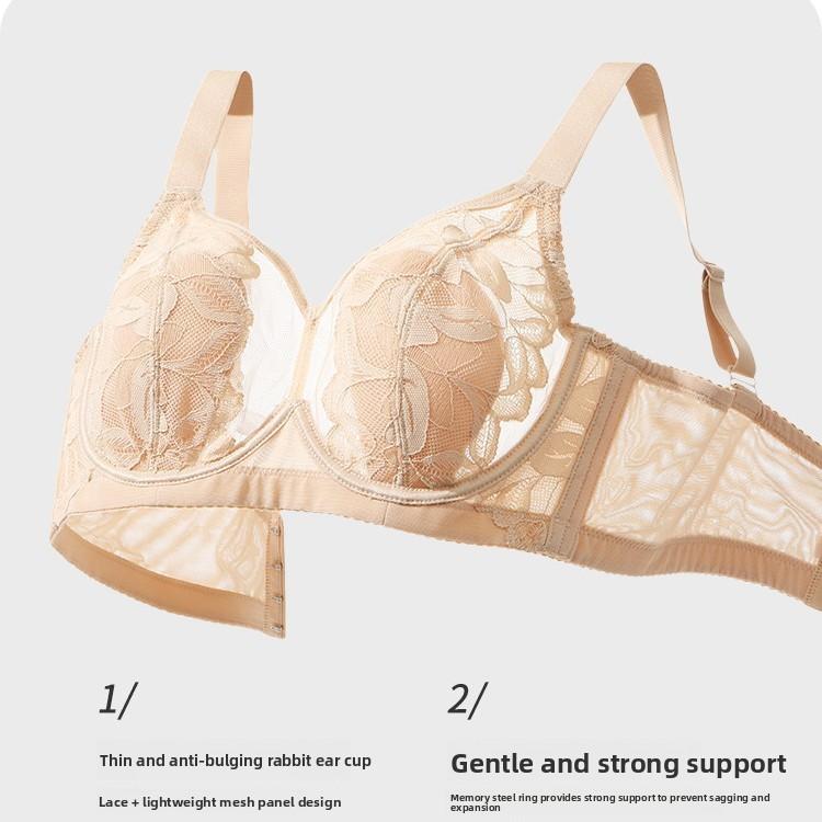 Big Size Women Summer Big Breasts Small Rabbit Ear Cup Memory Hoop Comfort On The Support of Sagging Underwear