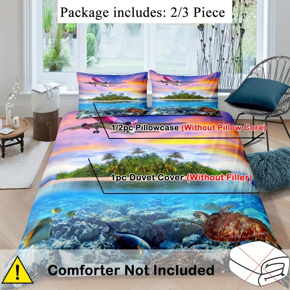 Tropical Beach Ocean Fish Quilt Set Bedding Set Three-Piece 3D Digital Printing Kit