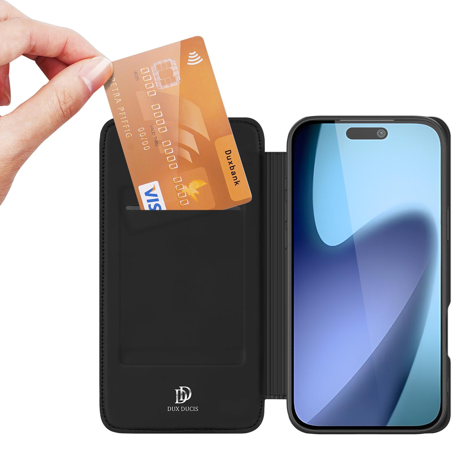 

For iPhone 17 Case DUX DUCIS Skin Pro Series Leather Cover Card Holder Blue